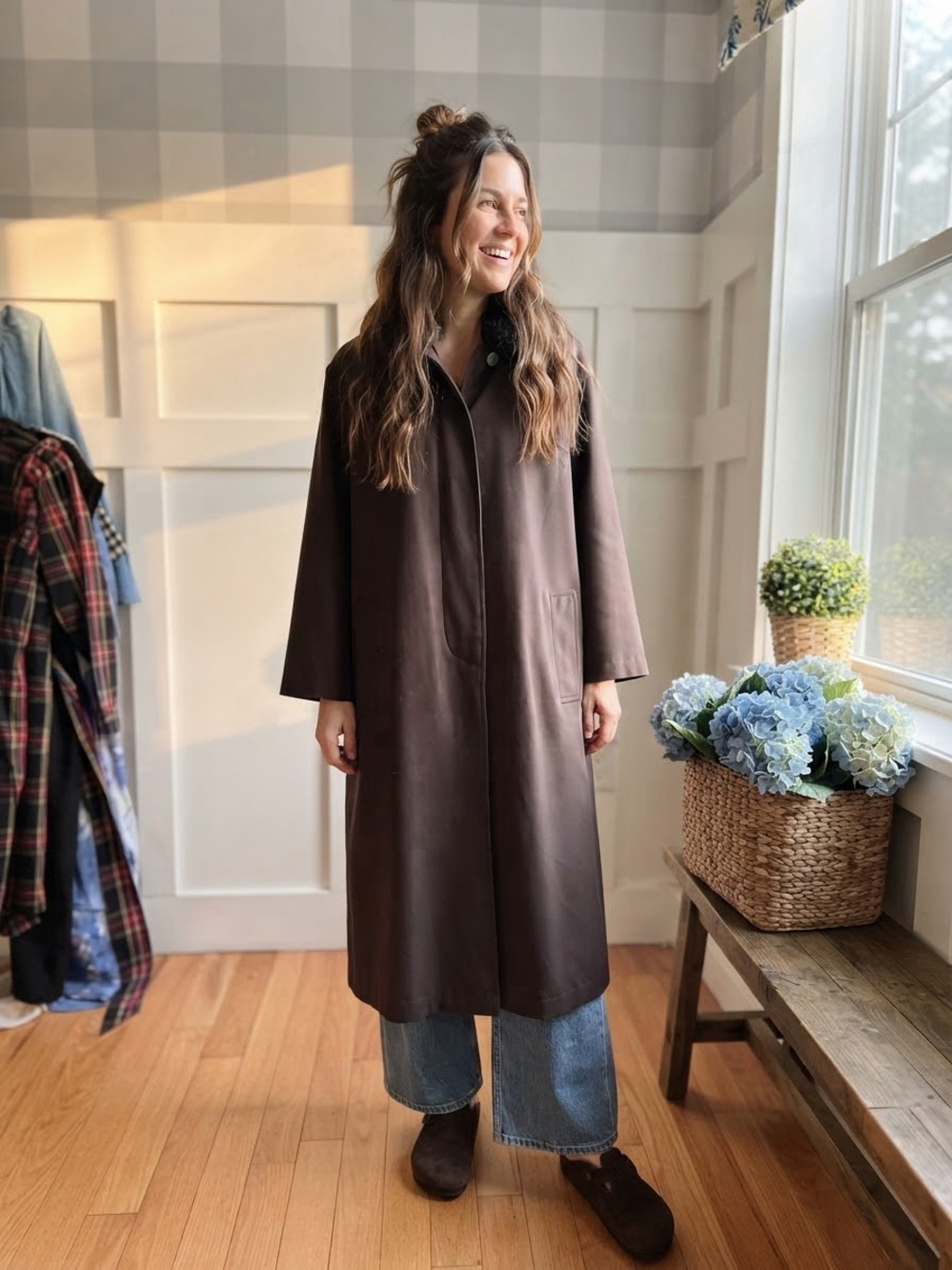 Carol Cohen Charcoal Long Pea Coat - Classic Minimalist Style
